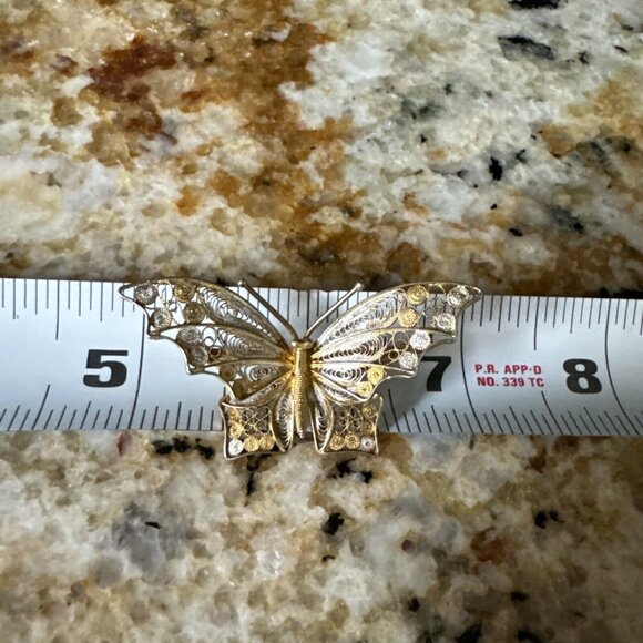 Vintage Butterfly Pin Wire Filigree Brooch Bohemian Delicate Gypsy‎ 2” Fairycore - Picture 8 of 9